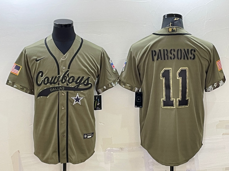 Micah Parsons Olive Salute to Service Stitched Baseball Jersey