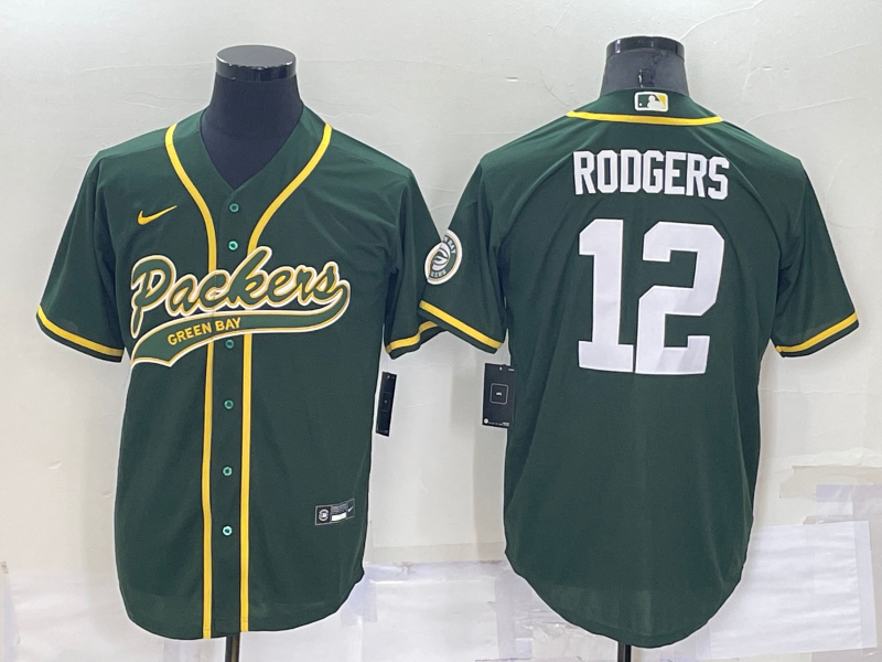 Aaron Rodgers Green Baseball Stitched Jersey