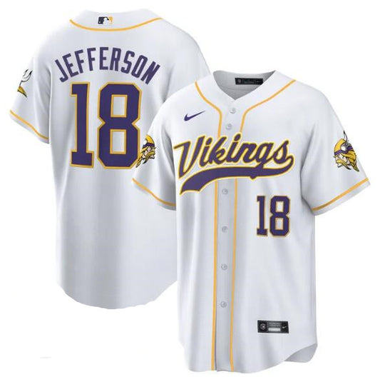 Justin Jefferson Custom White Baseball Stitched Jersey