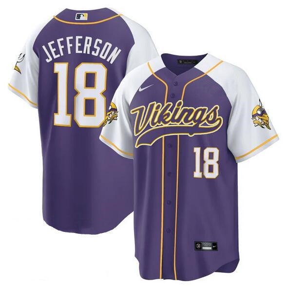 Justin Jefferson Custom Purple/White Baseball Stitched Jersey