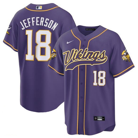 Justin Jefferson Custom Purple Baseball Stitched Jersey