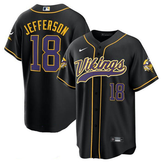 Justin Jefferson Custom Black Baseball Stitched Jersey