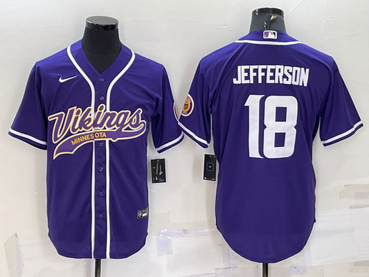 Justin Jefferson Custom Purple Baseball Stitched Jersey