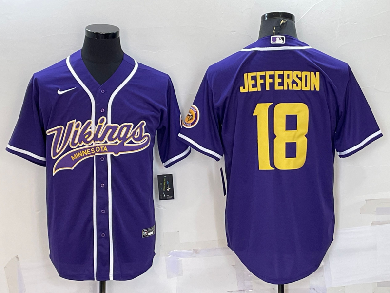 Justin Jefferson Custom Purple/Gold Baseball Stitched Jersey