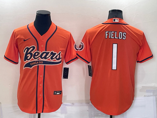 Justin Fields Orange Baseball Stitched Jersey