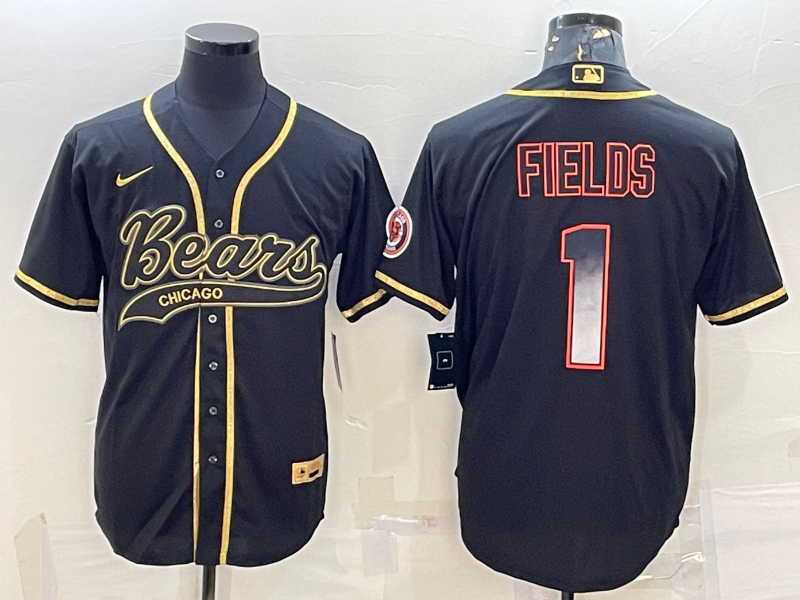 Justin Fields Custom Black/Gold Baseball Stitched Jersey