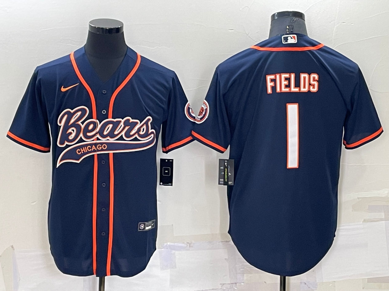 Justin Fields Custom Navy Baseball Stitched Jersey