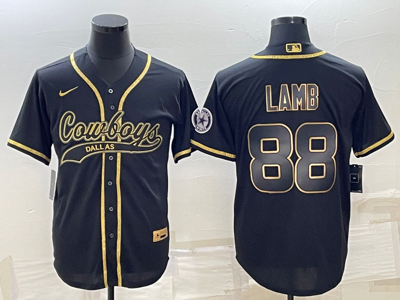 CeeDee Lamb Custom Black/Gold Stitched Baseball Jersey