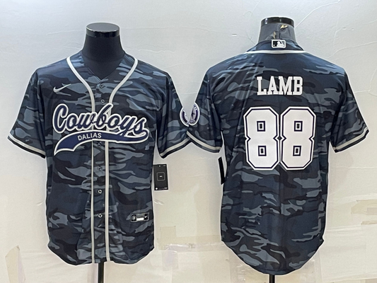 CeeDee Lamb Custom Grey Camo Stitched Baseball Jersey