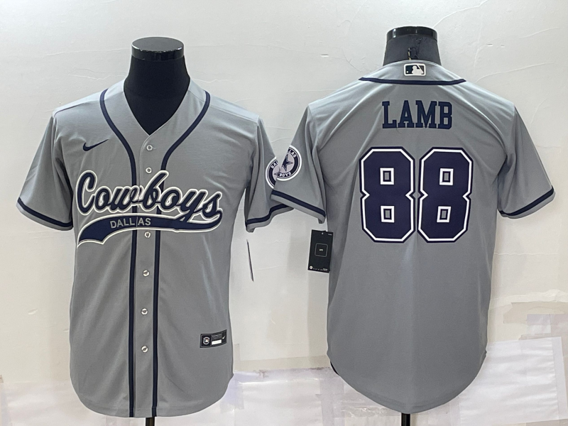 CeeDee Lamb Custom Grey Stitched Baseball Jersey