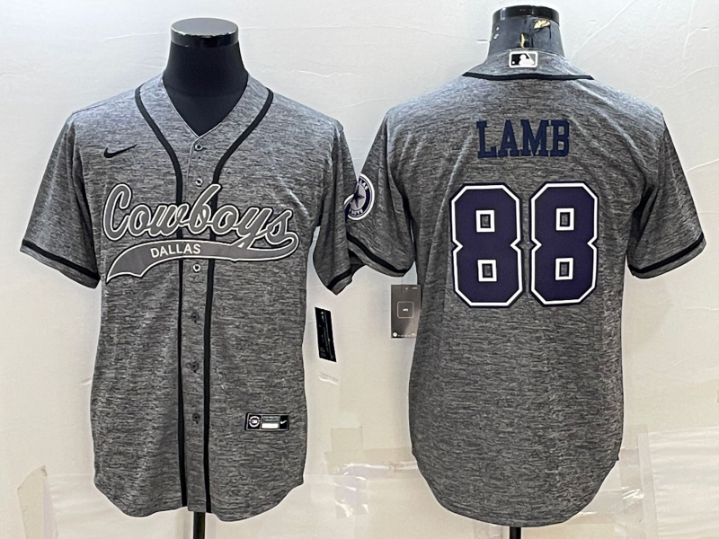 CeeDee Lamb Custom Grey Stitched Baseball Jersey