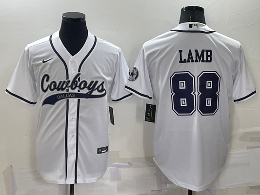 CeeDee Lamb Custom White Stitched Baseball Jersey