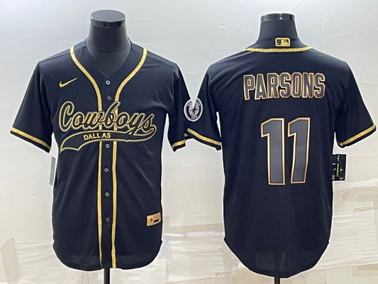 Micah Parsons Custom Black Gold Stitched Baseball Jersey