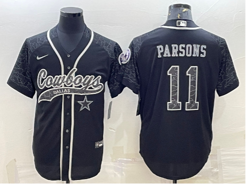 Micah Parsons Custom Black Reflective Stitched With Patch Baseball Jersey