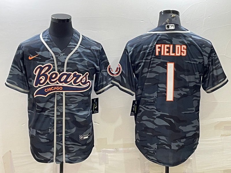 Justin Fields Grey Camo Baseball Stitched Jersey