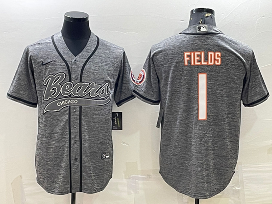 Justin Fields Grey Baseball Stitched Jersey