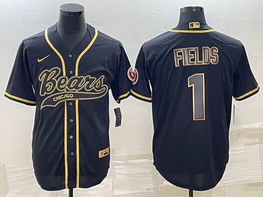 Justin Fields Custom Black Baseball Stitched Jersey